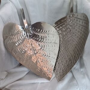 2 Beautiful Leaf Stainless Serving Party Trays